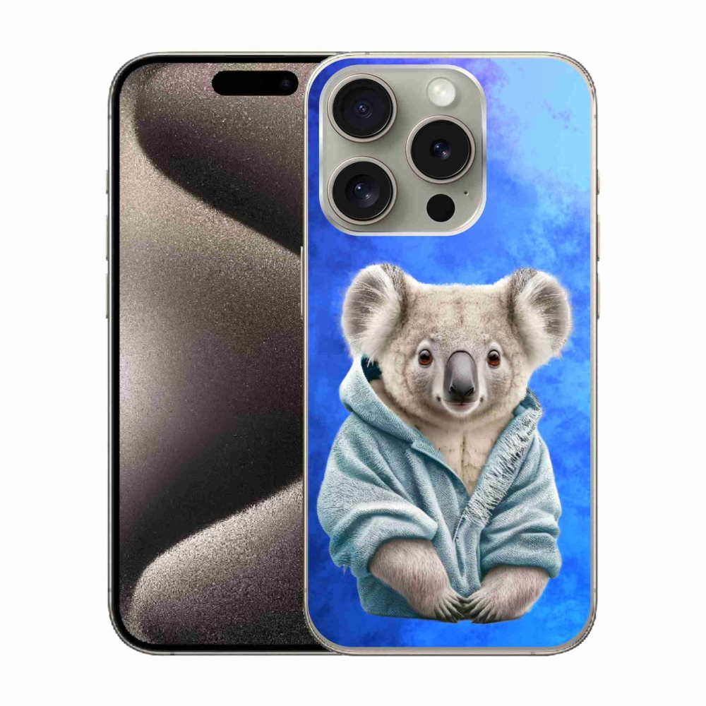Zselés borítás mmCase iPhone 15 Pro készülékhez - koala pulóverben