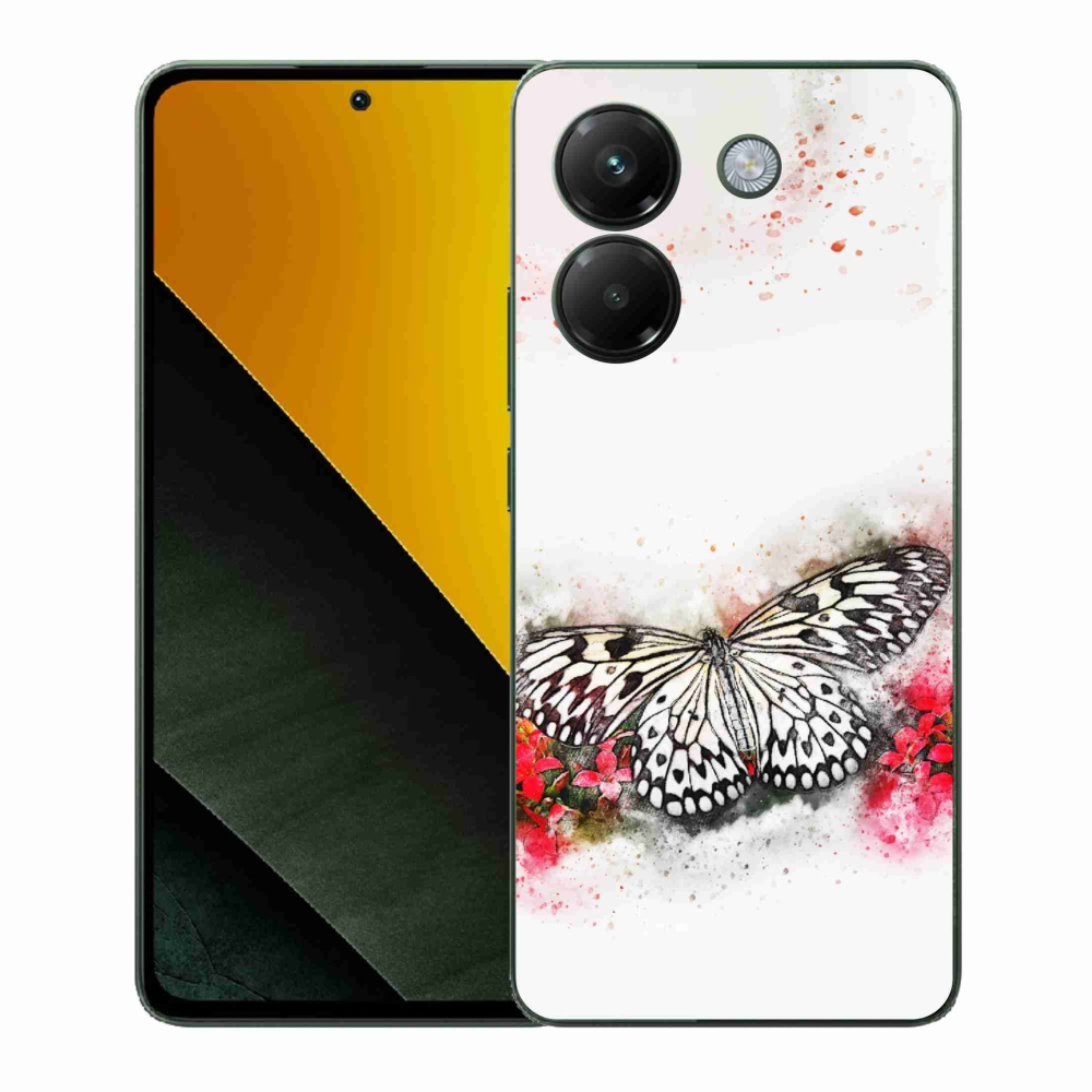 Gél borítás mmCase a Xiaomi Poco M7 Pro 5G számára - fekete és fehér pillangó