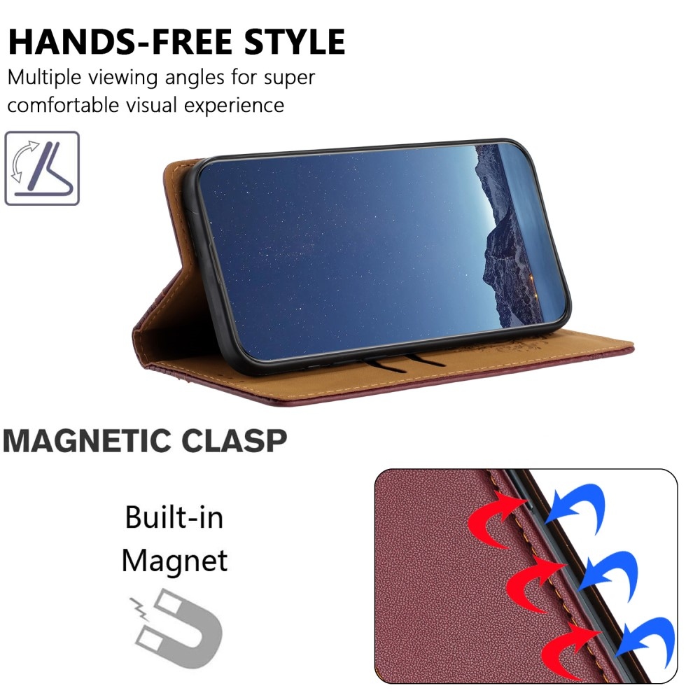 L-alakú könyvtáska Honor 400 Lite-hoz - bordó színű