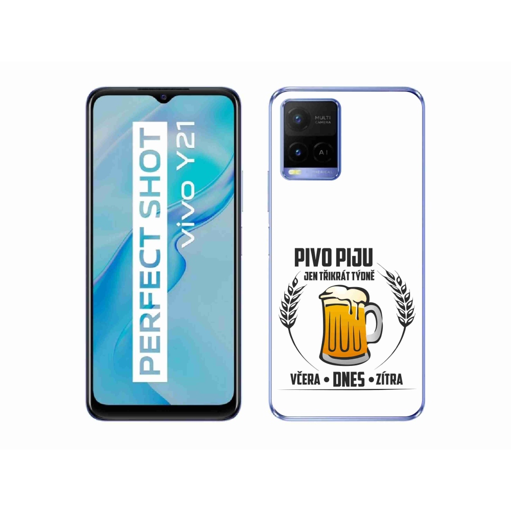 Gél borító mmCase a Vivo Y21/Y21s/Y33s készülékhez - sör motívum fehér háttérrel
