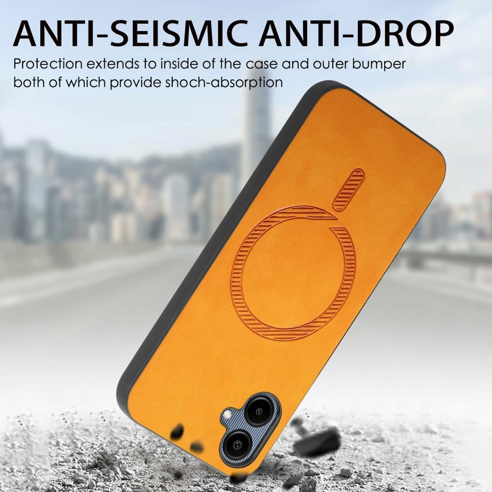 Skiny zselés tok műbőrrel és MagSafe támogatással Samsung Galaxy A06 4G készülékhez - sárga