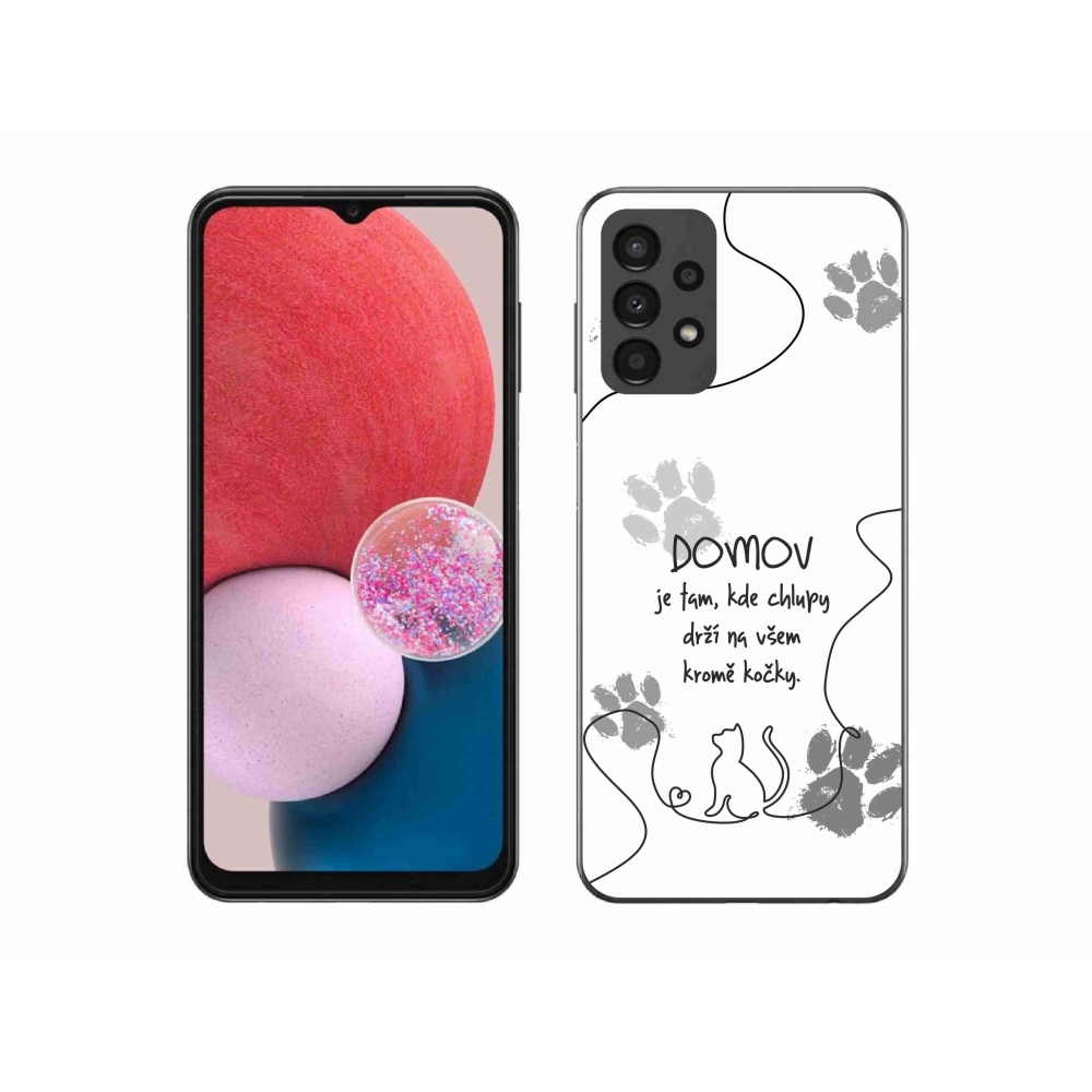 Gél borítás mmCase Samsung Galaxy A13 4G - macska motívum fehér háttérrel