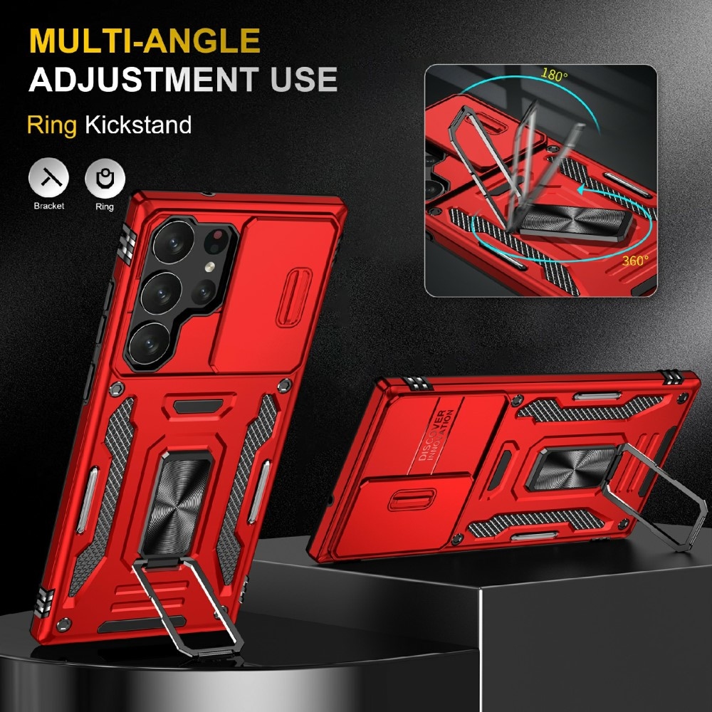 Gyűrűk tartós borítója Samsung Galaxy S25 Ultra készülékhez - piros