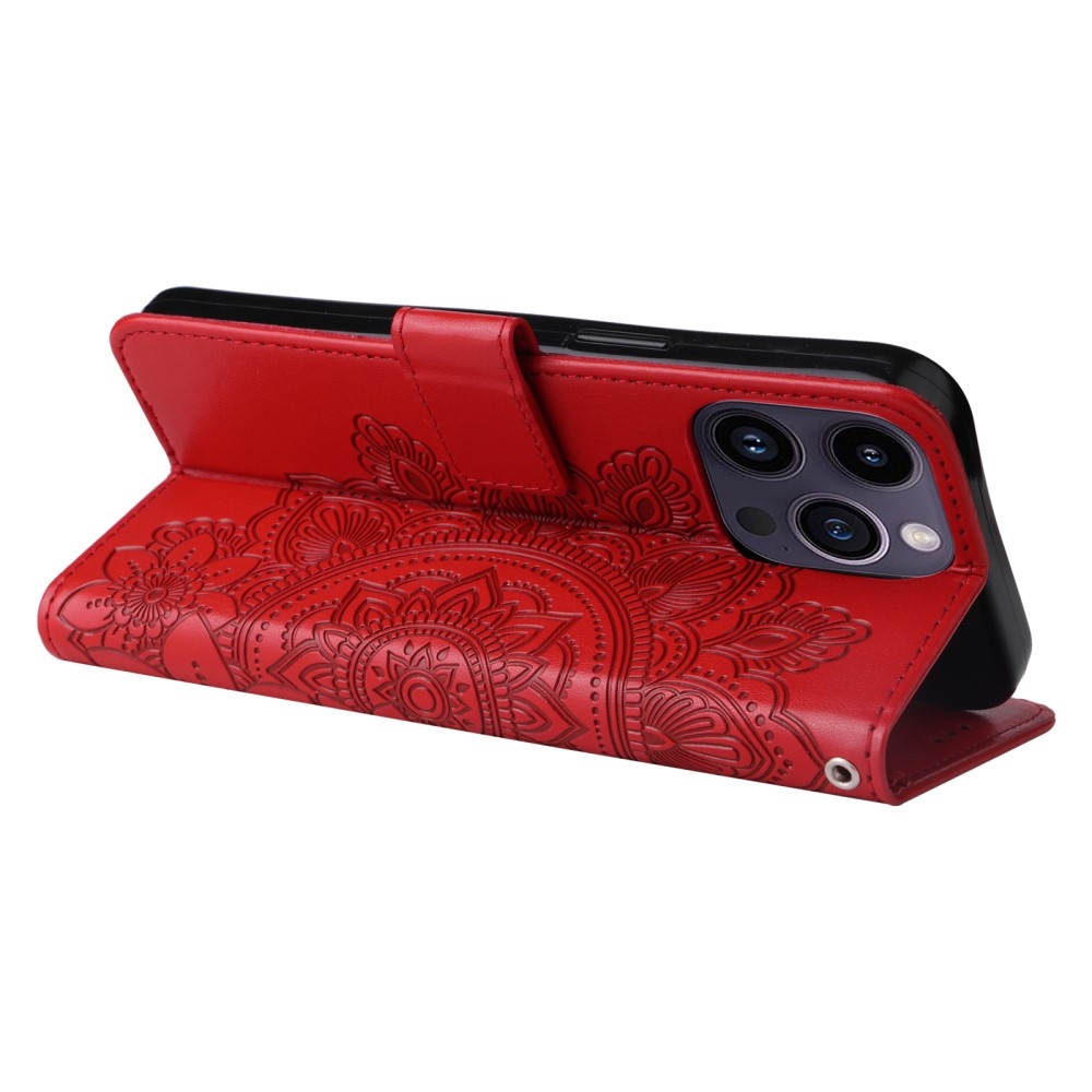 Mandala könyv tok iPhone 15 Pro készülékhez - piros