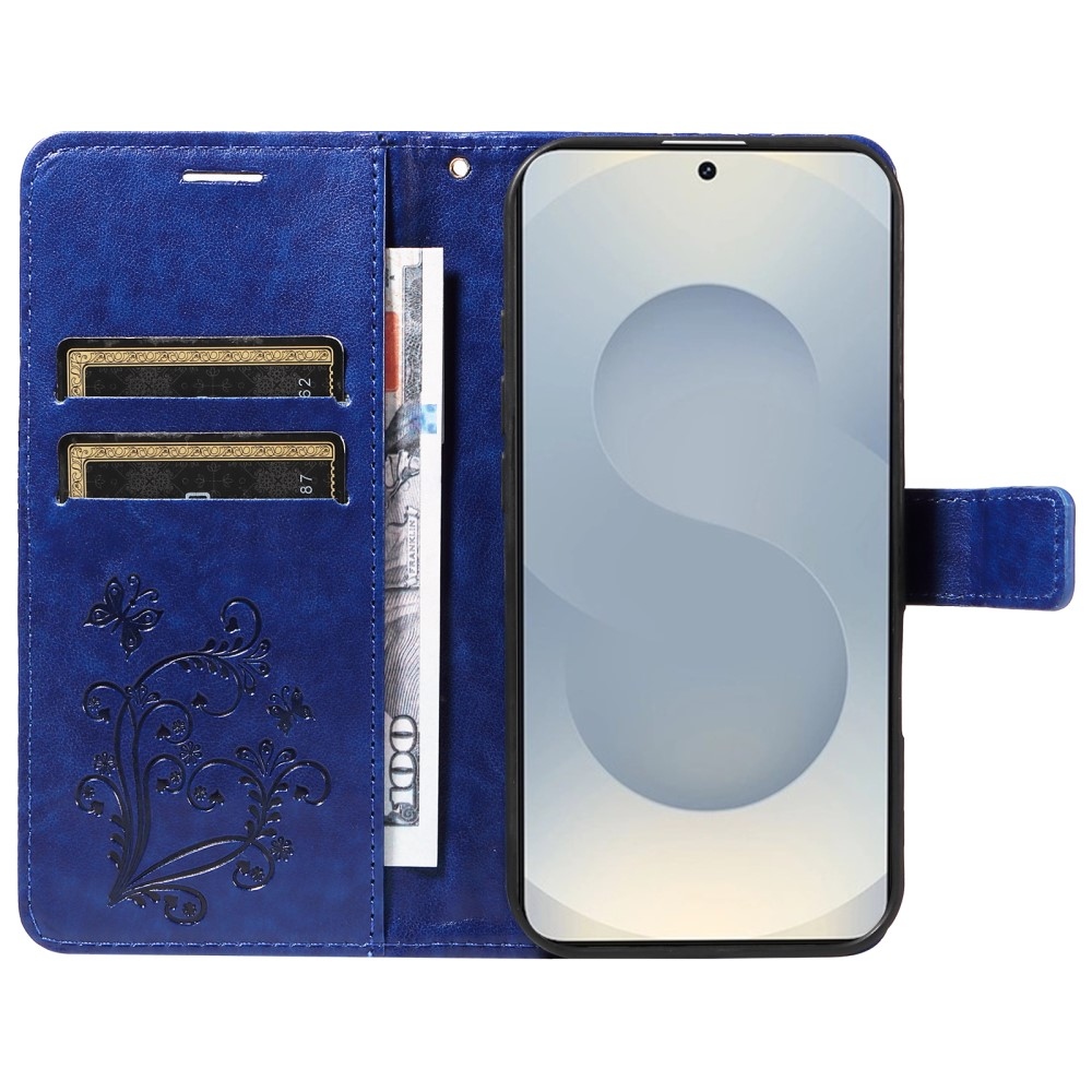 Nagy pillangó könyv tok Samsung Galaxy S25 Edge készülékhez - kék