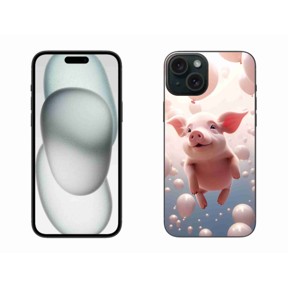 Gél borítás mmCase iPhone 15 Plus készülékhez - malacka lufikkal