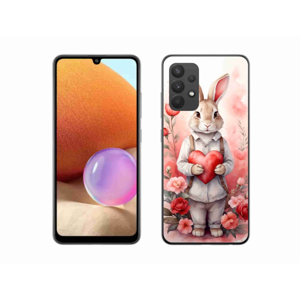 Gél borítás mmCase Samsung Galaxy A32 4G - nyúl szívvel