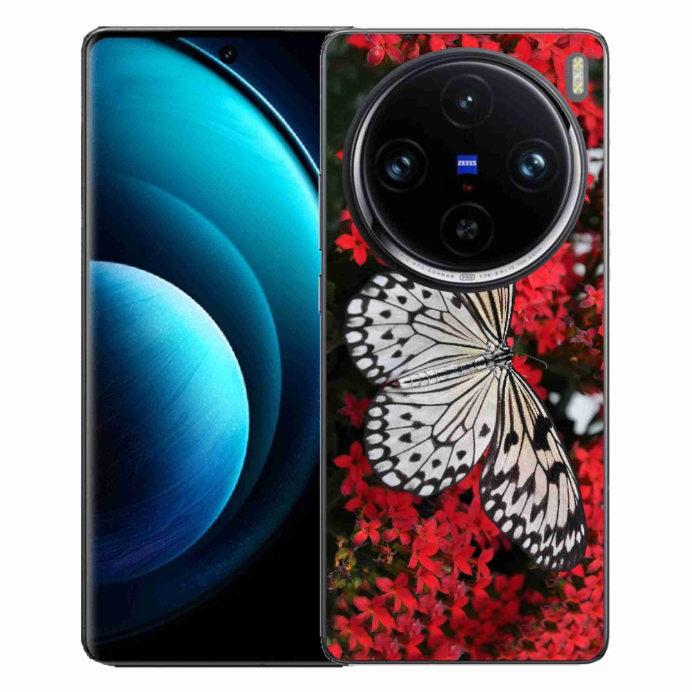 Zselés borítás mmCase a Vivo X100 Pro 5G-hez - fekete-fehér pillangó 1