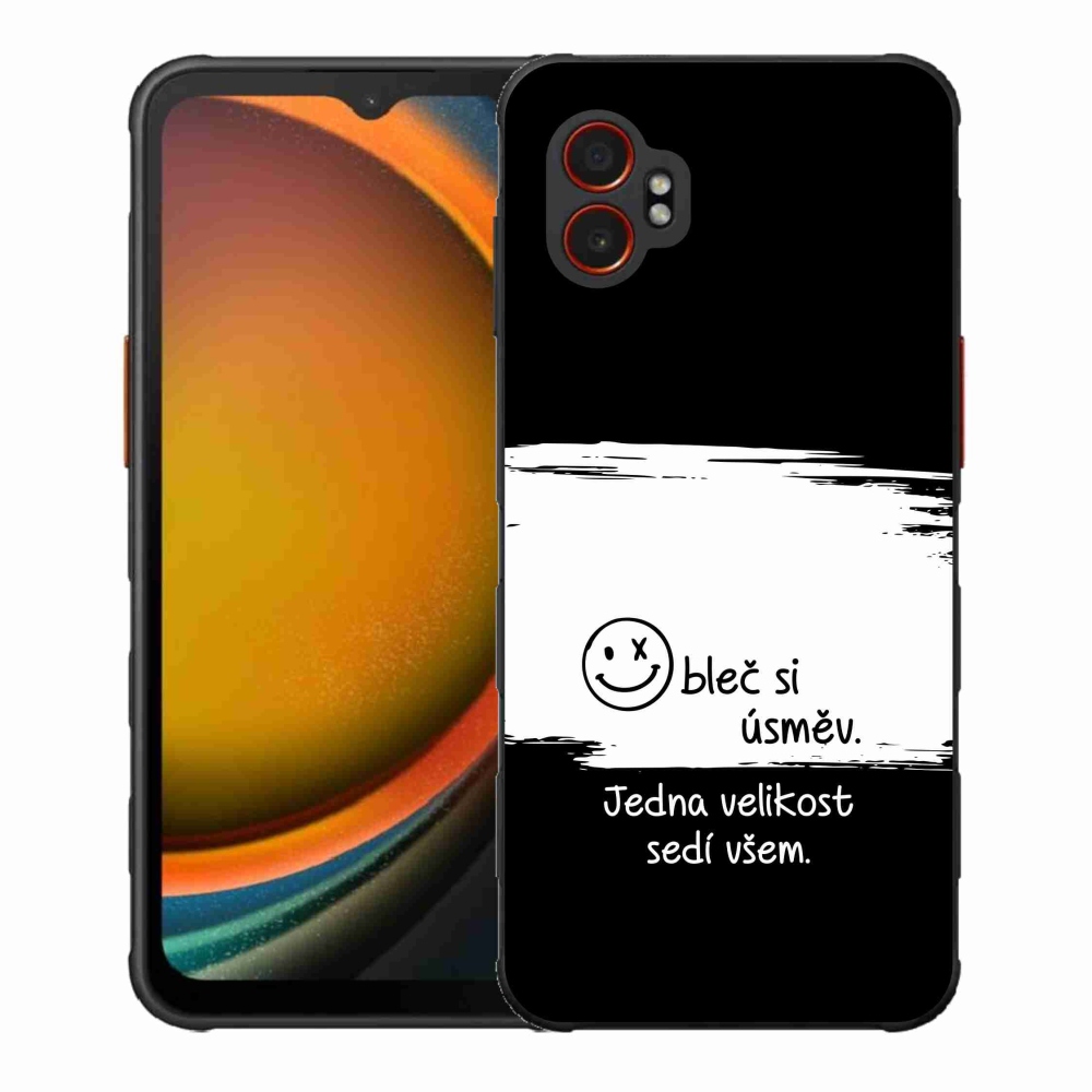 Gél borító mmCase Samsung Galaxy Xcover 7 Pro - vicces szöveg 8 fekete-fehér háttérrel