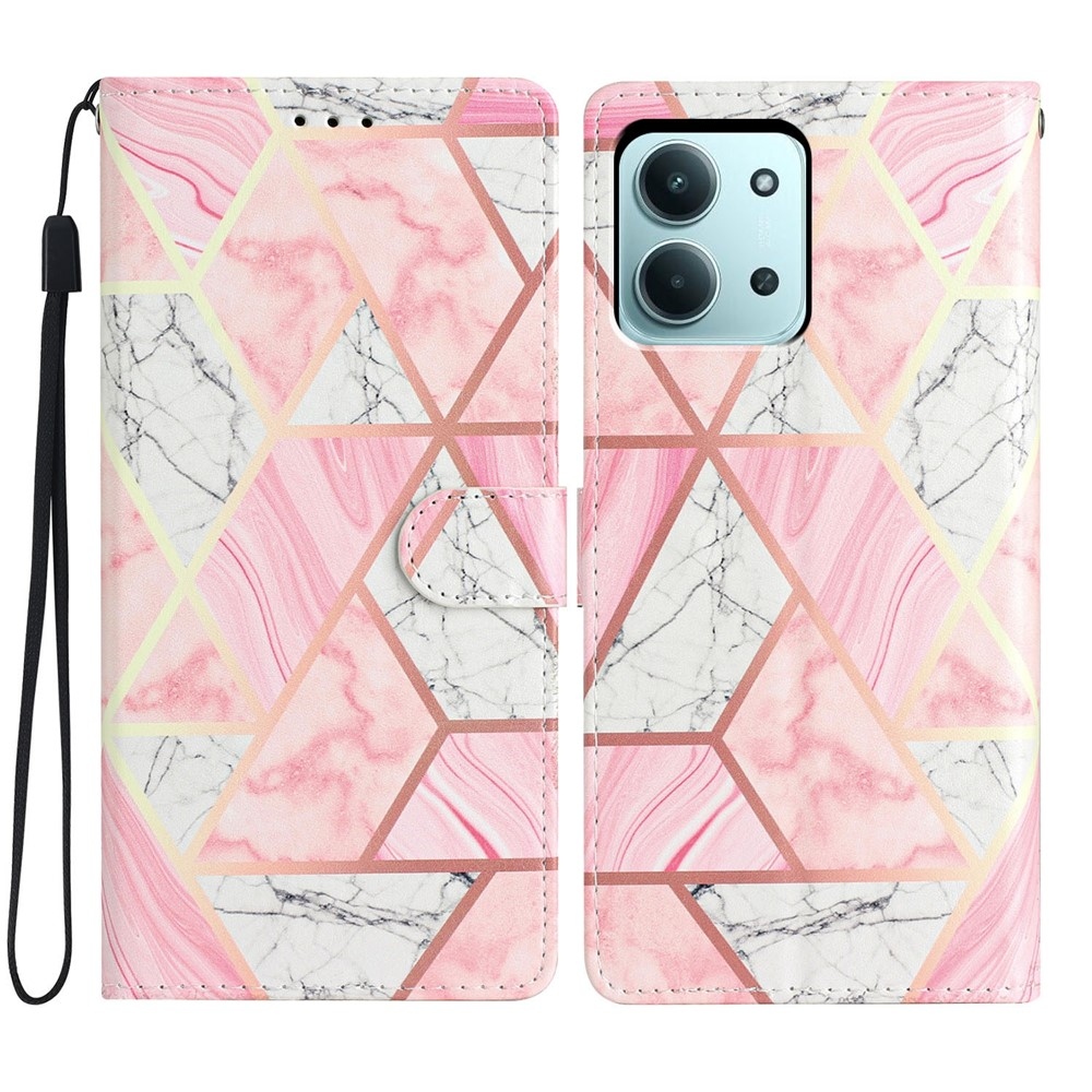 Egyedi könyv tok Xiaomi Redmi 15C 4G/5G (173mm) - rózsaszín márvány