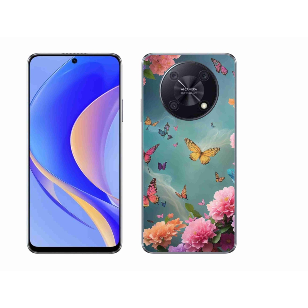 Gél borító mmCase a Huawei Nova Y90 készülékhez - színes virágok és pillangók