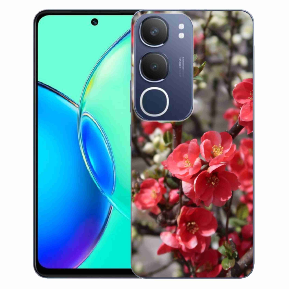 Gél védőhuzat mmCase a Vivo Y19s készülékhez - piros virágok