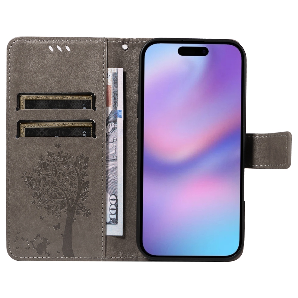 Fák könyvtáska iPhone 17 készülékhez - szürke