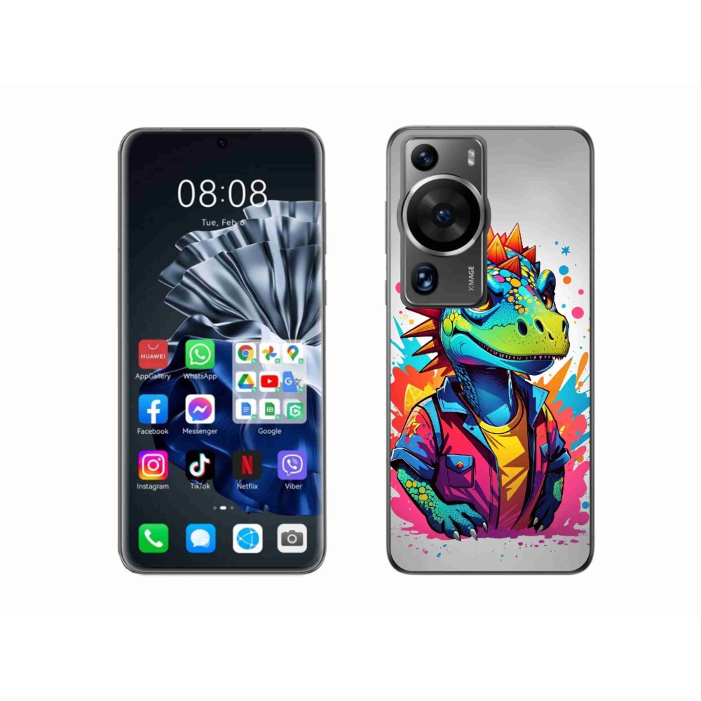 Gél borító mmCase a Huawei P60 Pro készülékhez - színes dinoszaurusz