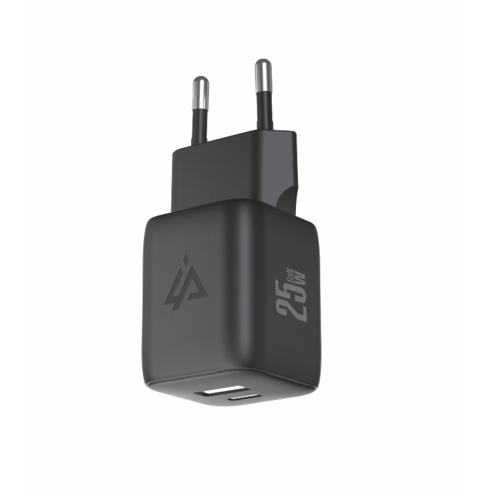 iPEAX GaN 25 W-os hálózati töltő, 1x USB-C és 1x USB-A - fekete