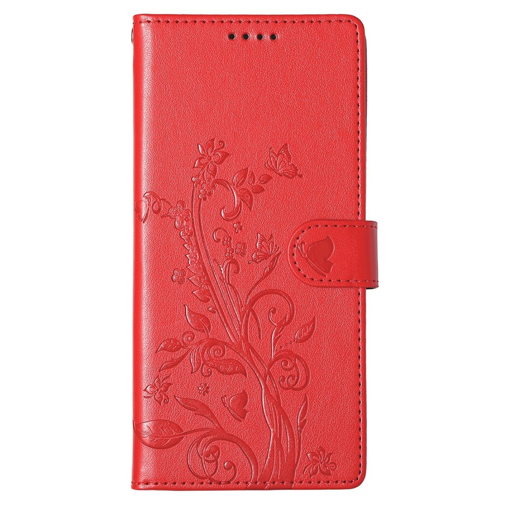 Virágos könyv tok Xiaomi Redmi 15 5G (169mm) - piros