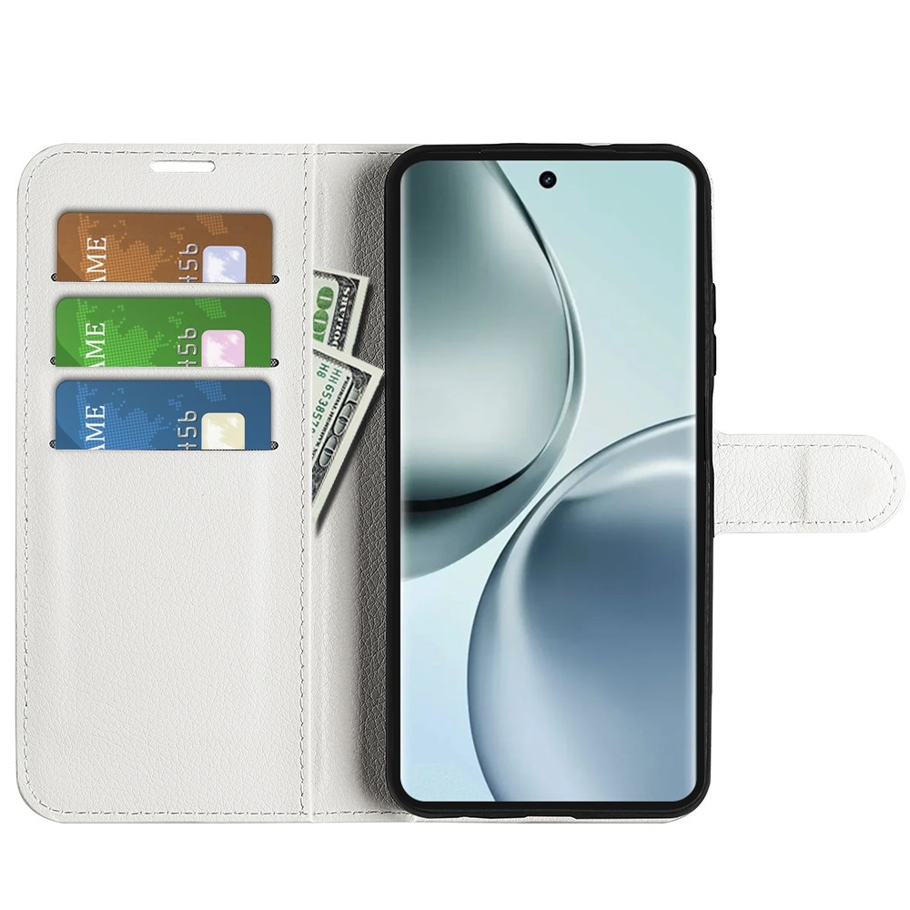 Litchi könyvtáska a Realme 14 Pro 5G készülékhez - fehér