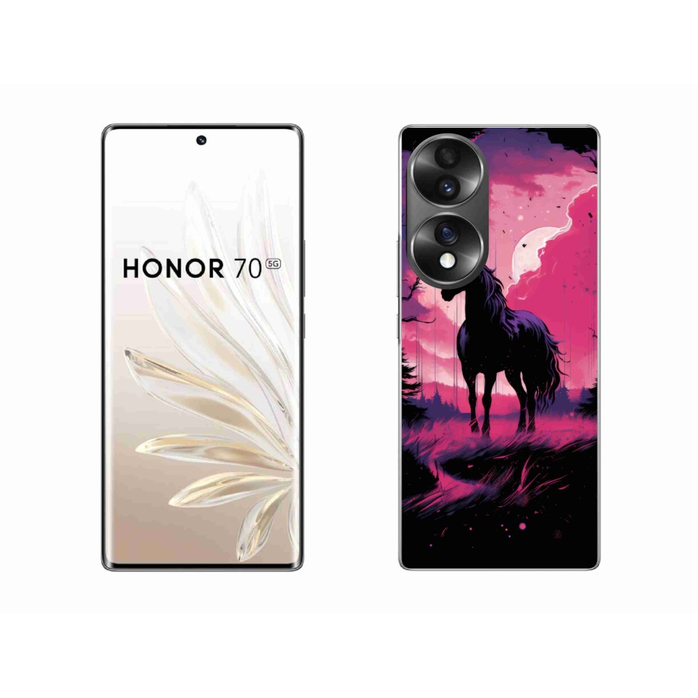 Zselés borító mmCase a Honor 70-hez - fekete rajzfilm ló 1