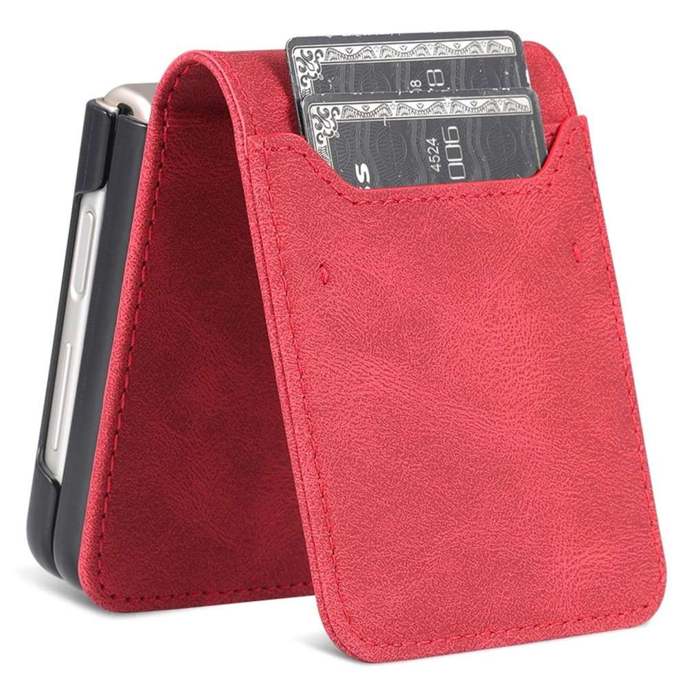 AZNS műanyag borítás PU bőrrel Samsung Galaxy Z Flip5 5G - piros