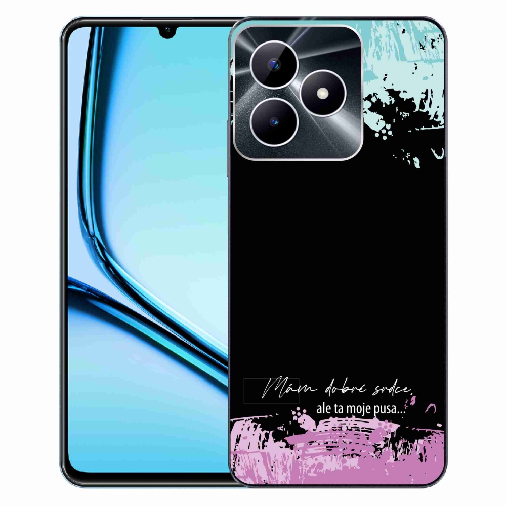 Gél borító mmCase a Realme Note 50 készülékhez - vicces szöveg 3 fekete háttér
