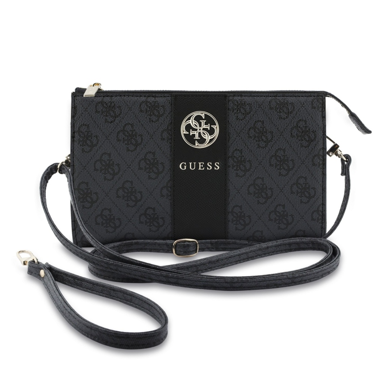 Guess PU 4G Stripe Metal Logo mobiltelefon-táska, fekete
