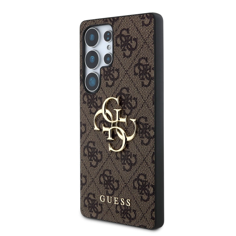 Guess PU 4G fém logós hátlap Samsung Galaxy S25 Ultra Brownhoz
