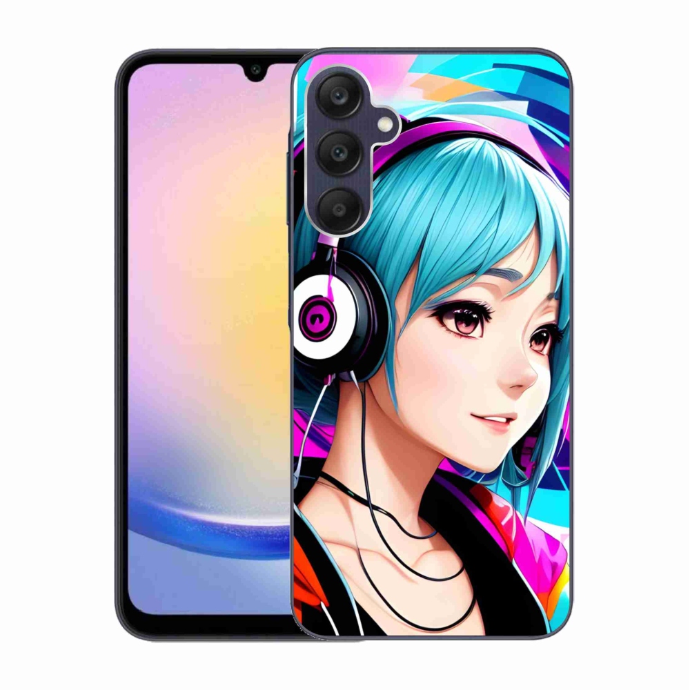 Gél borítás mmCase Samsung Galaxy A25 5G - lány fejhallgatóval