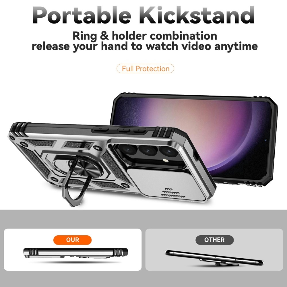 Gyűrűálló borítás Samsung Galaxy S25 készülékhez - ezüst