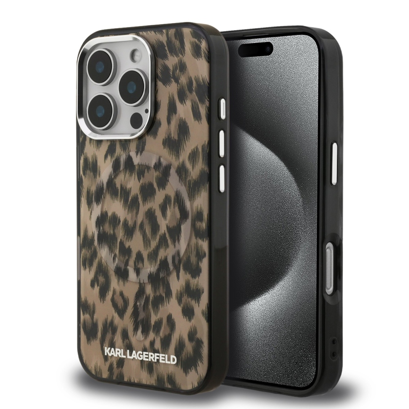 Karl Lagerfeld IML Leopard Leopard MagSafe hátlap iPhone 16 Pro Max barna színű készülékhez