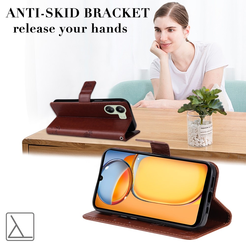 Fák könyvtáska Xiaomi Poco C65/Redmi 13C - barna színben