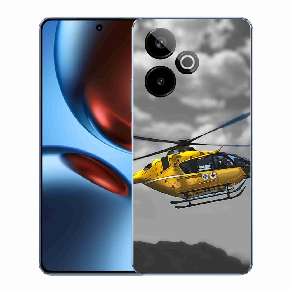 Rugalmas zselés tok mmCase képpel a Realme GT 7 5G/GT 7T 5G számára - sárga helikopter