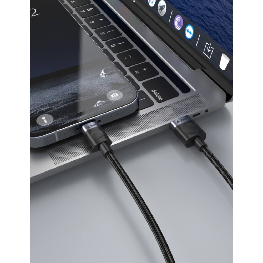 iPEAX Textil kábel USB-A / villám 1,5 m, USB 2.0 - fekete