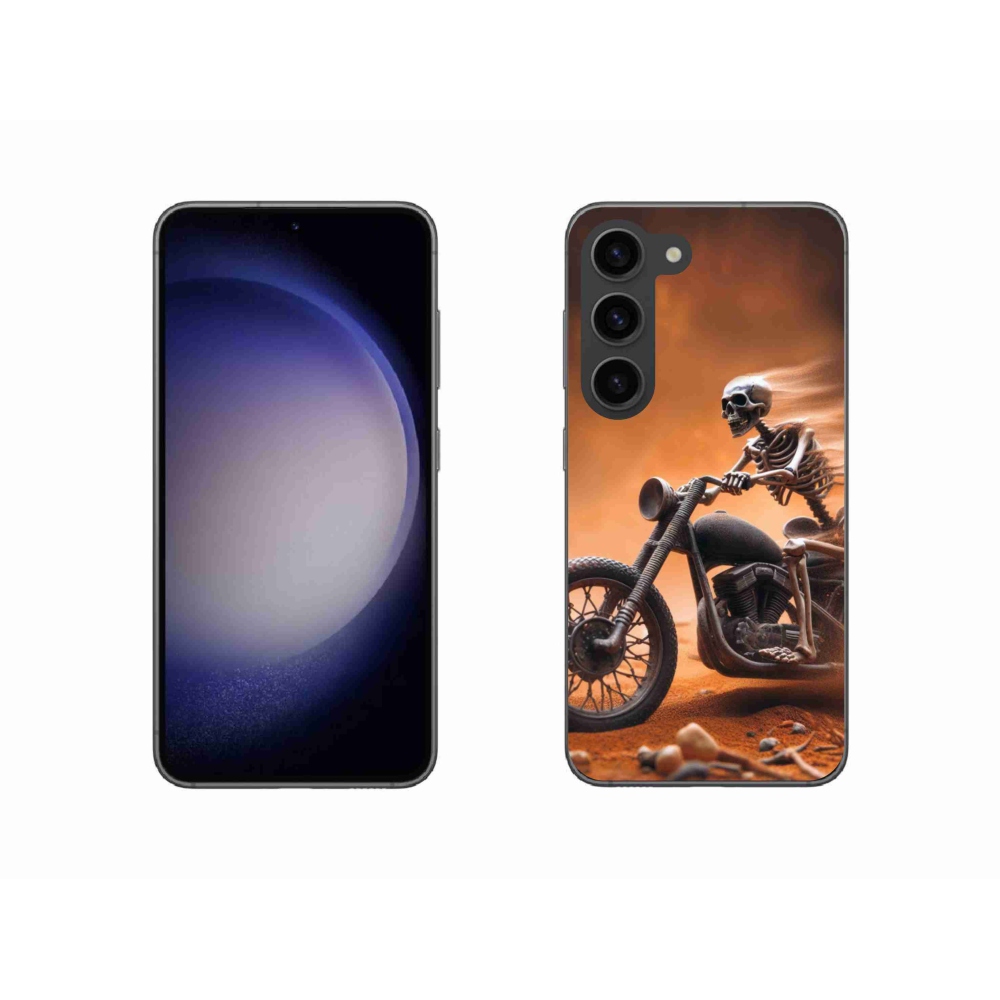 Gél borító mmCase Samsung Galaxy S23 5G - csontváz egy motorkerékpáron