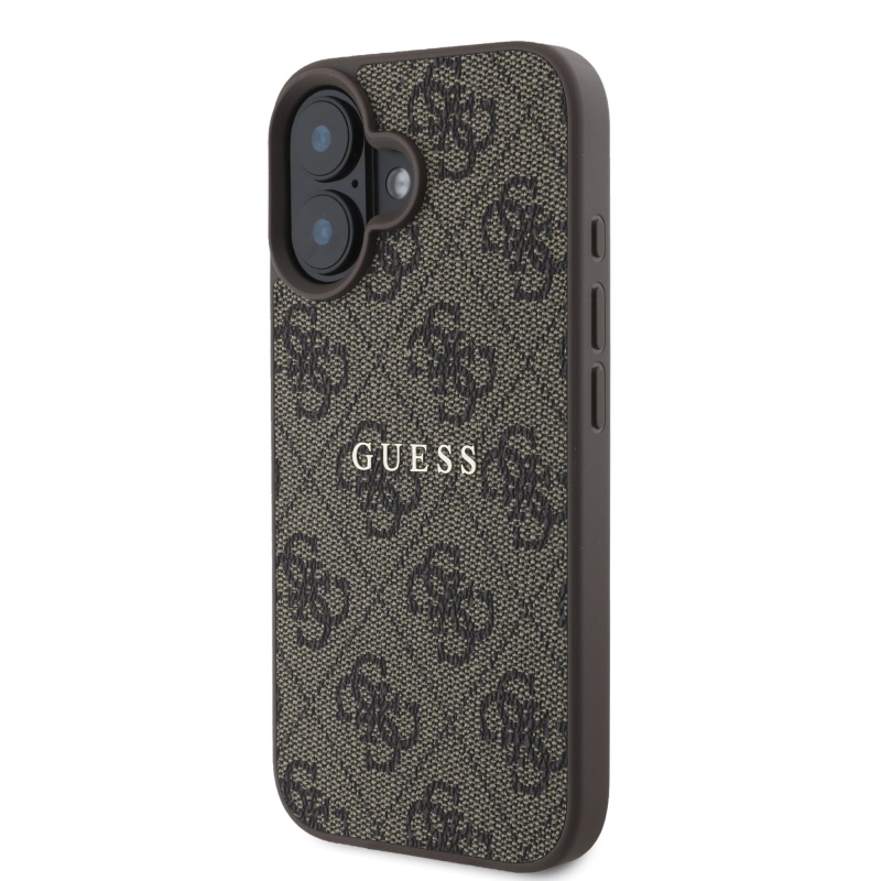 Guess PU 4G Classic Logo MagSafe hátlap iPhone 16 Plus barna színű hátlaphoz