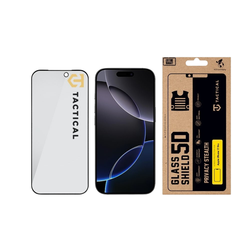 Tactical Glass Shield Privacy Stealth 5D üveg az Apple iPhone 18 Pro-hoz, fekete