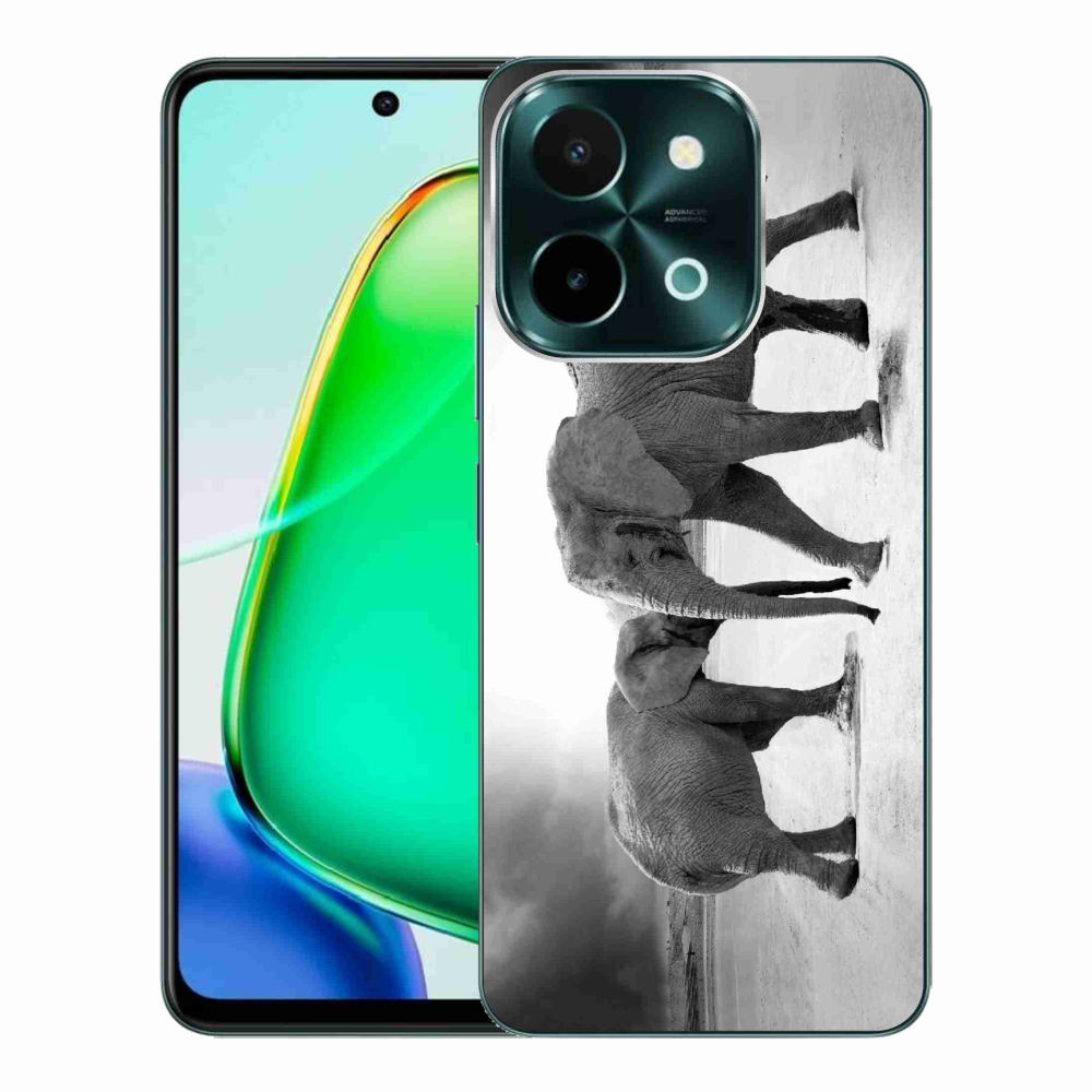 Gél borító mmCase a Vivo Y28-hoz - fekete és fehér elefántok