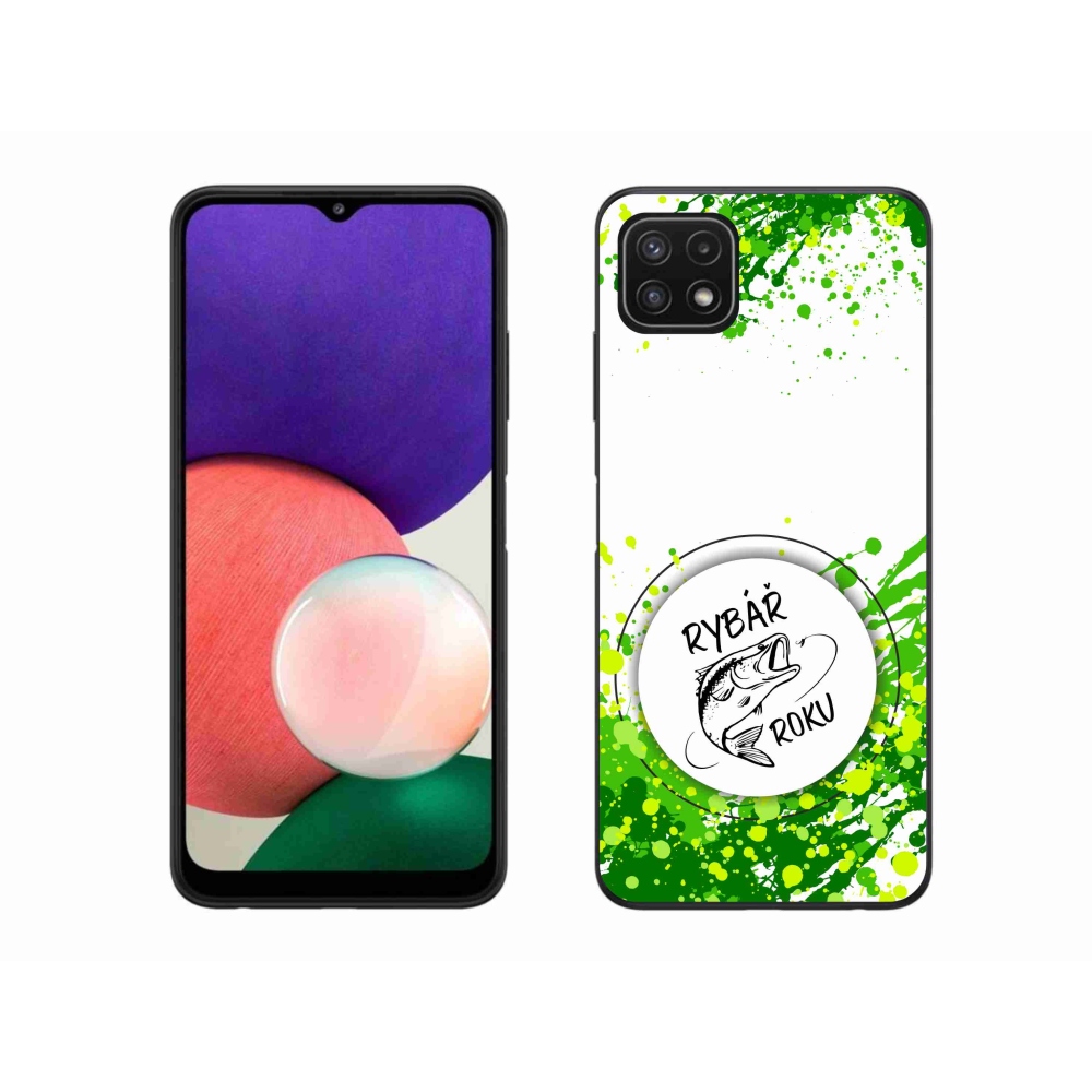 Gél borító mmCase Samsung Galaxy A22 5G - az év horgásza fehér háttérrel