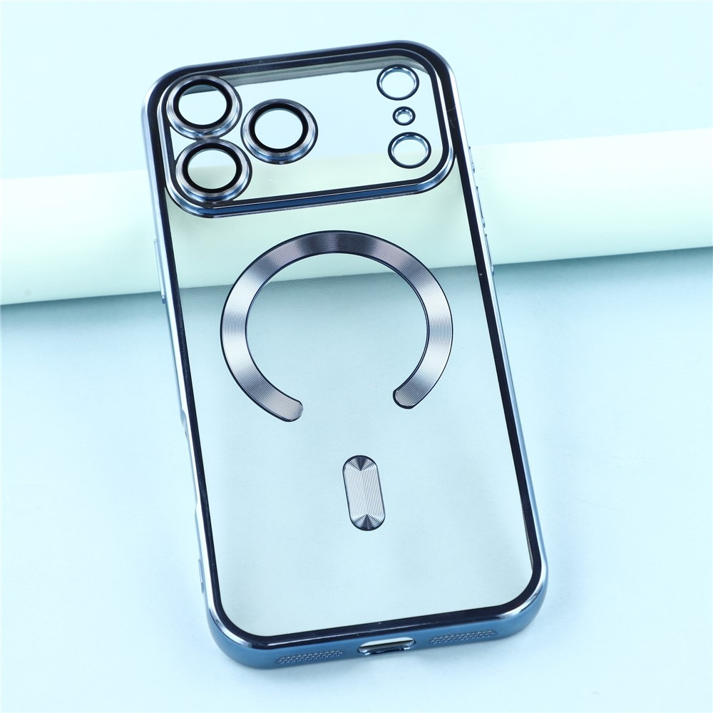 Veins gél tok védőüveggel az iPhone 18 Pro Max/17 Pro Max kamerájához – kék