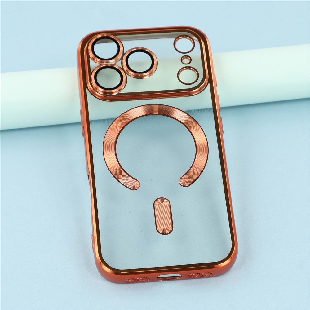 Veins gél tok védőüveggel az iPhone 18 Pro Max/17 Pro Max kamerájához – narancssárga