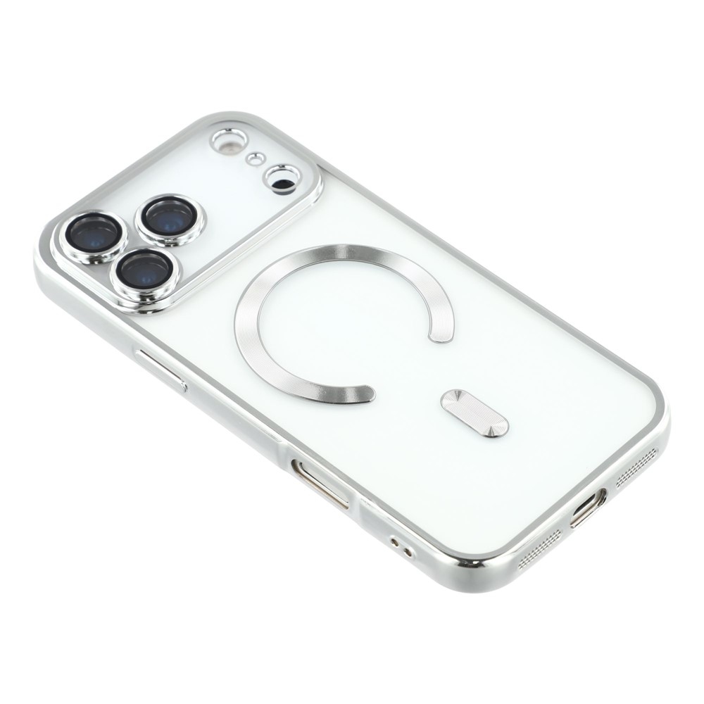 Veins gél tok védőüveggel az iPhone 18 Pro Max/17 Pro Max kamerájához – ezüst