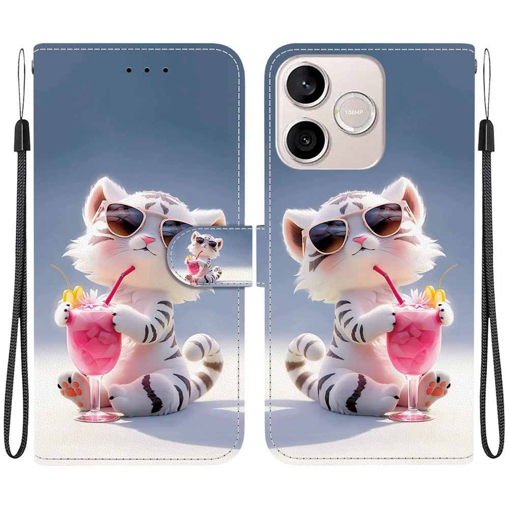 Sokoldalú könyvtáska a Honor 600 Lite 5G számára - fehér tigris