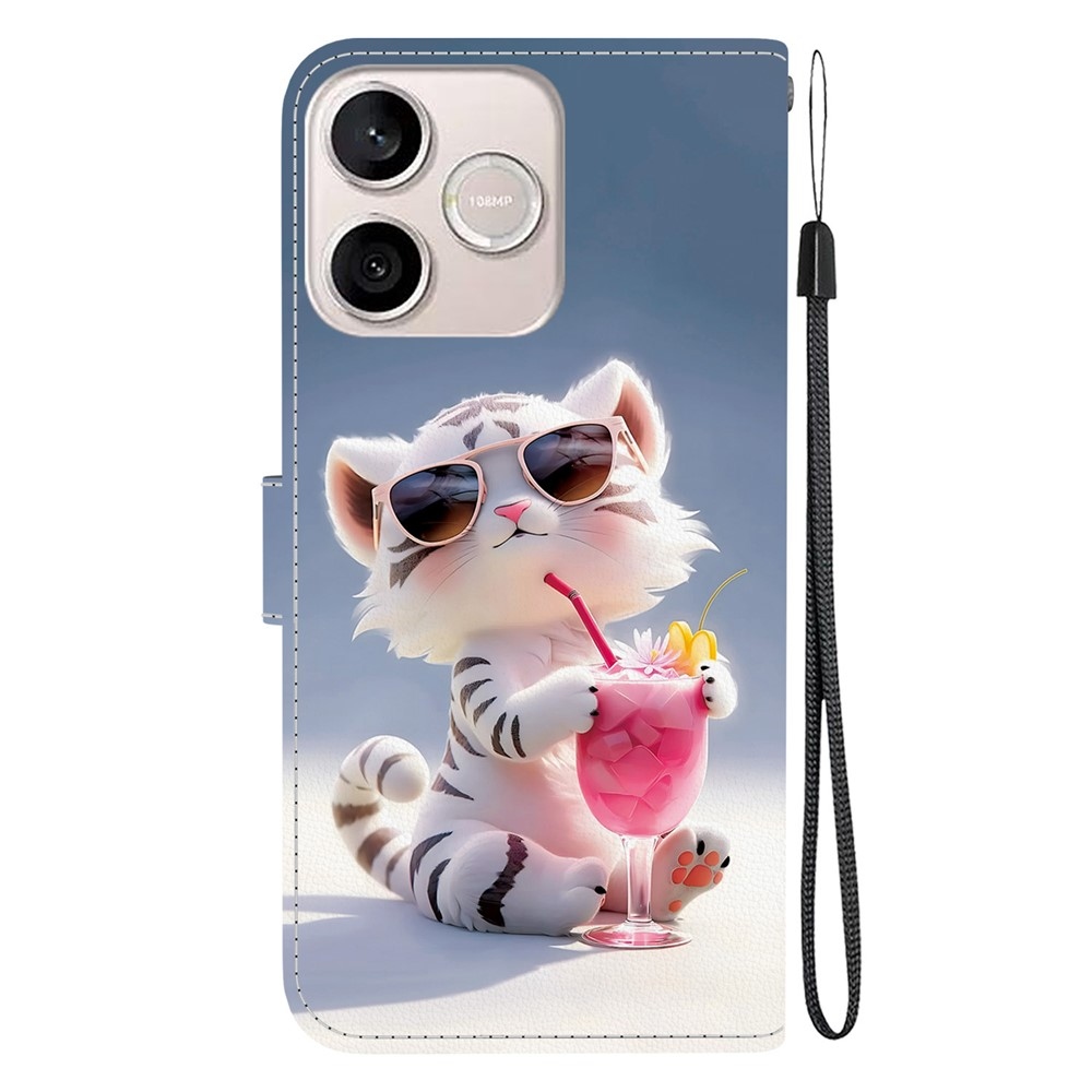 Sokoldalú könyvtáska a Honor 600 Lite 5G számára - fehér tigris