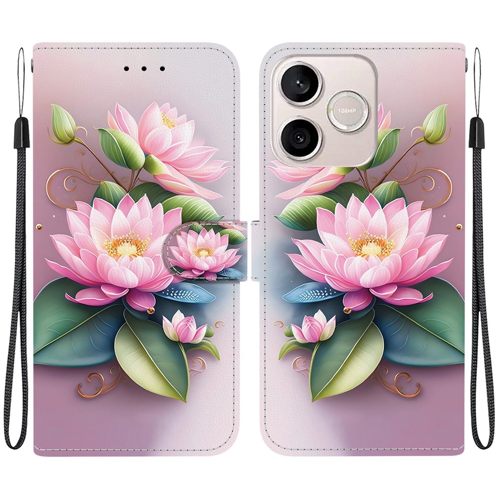 Sokoldalú könyvtáska a Honor 600 Lite 5G számára - lótuszvirág