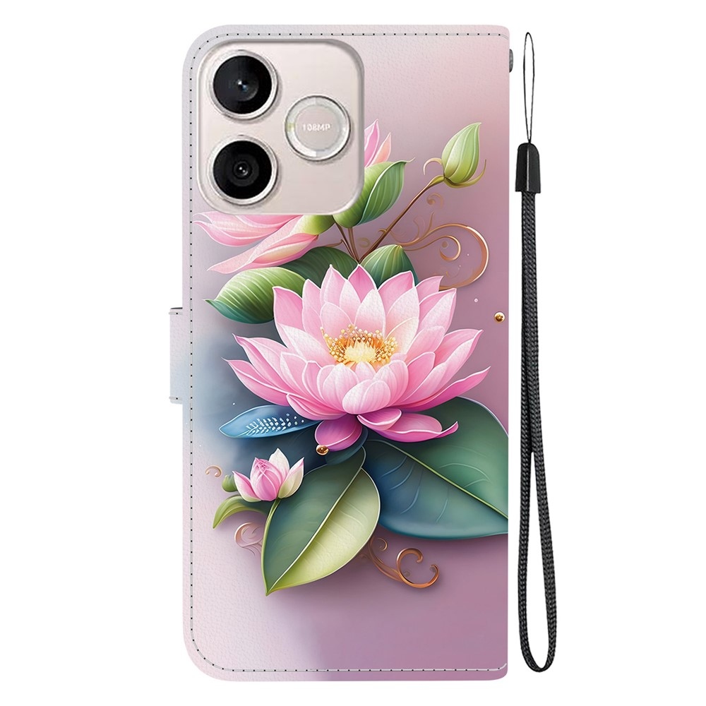 Sokoldalú könyvtáska a Honor 600 Lite 5G számára - lótuszvirág