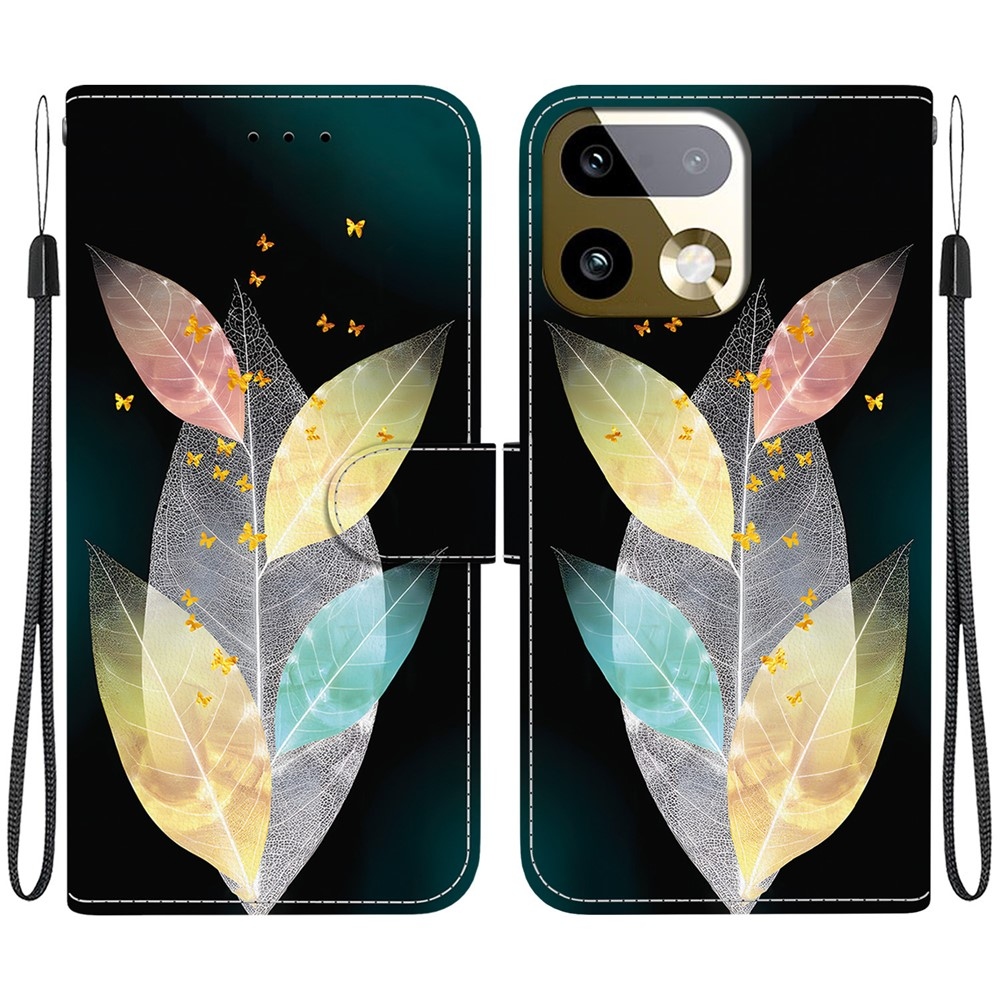 Sokoldalú könyvtáska a Realme 16 Pro+ 5G készülékhez - színes levelek