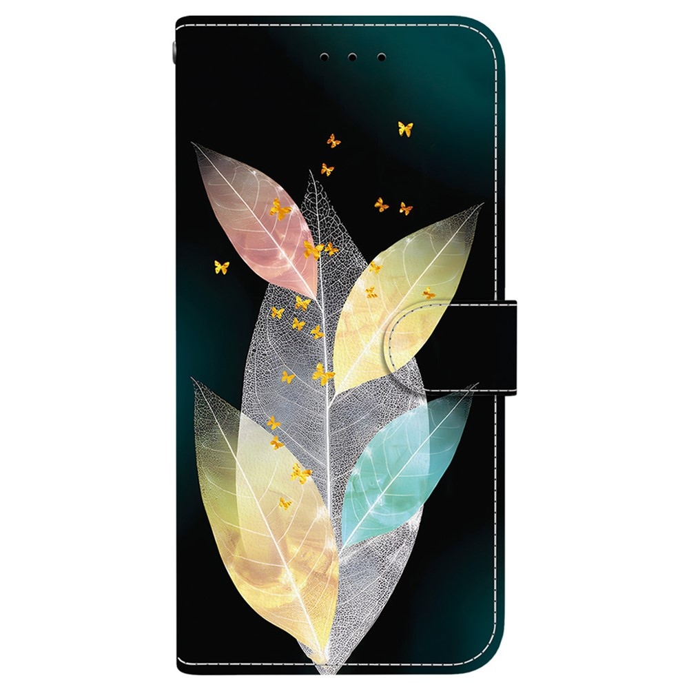 Sokoldalú könyvtáska a Realme 16 Pro+ 5G készülékhez - színes levelek