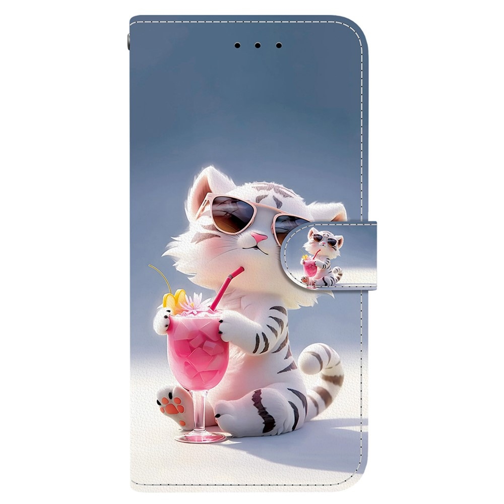 Sokoldalú könyvtáska a Realme 16 Pro+ 5G számára - fehér tigris