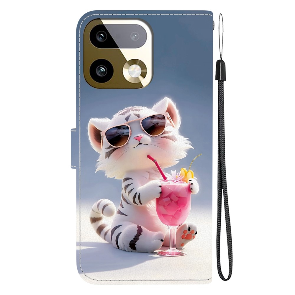 Sokoldalú könyvtáska a Realme 16 Pro+ 5G számára - fehér tigris