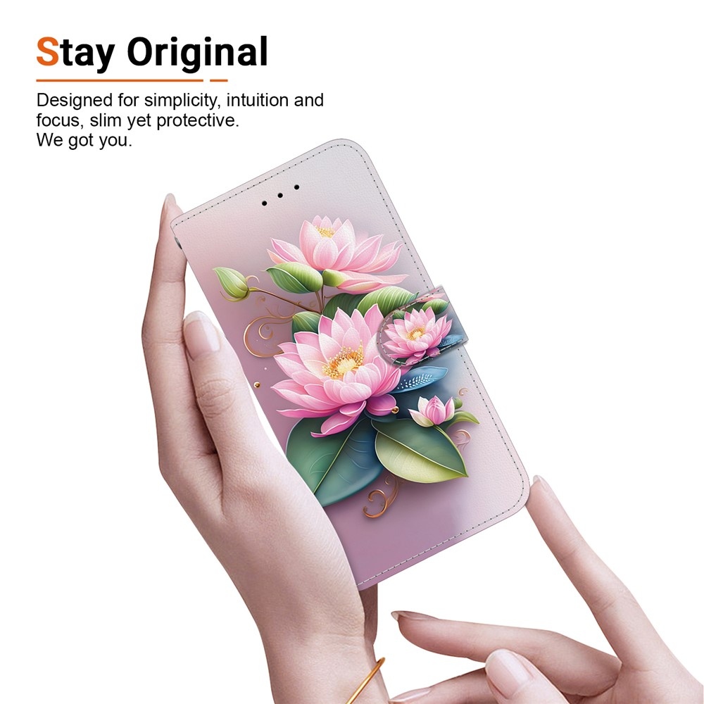 Sokoldalú könyvtáska a Realme 16 Pro+ 5G számára - lótuszvirág