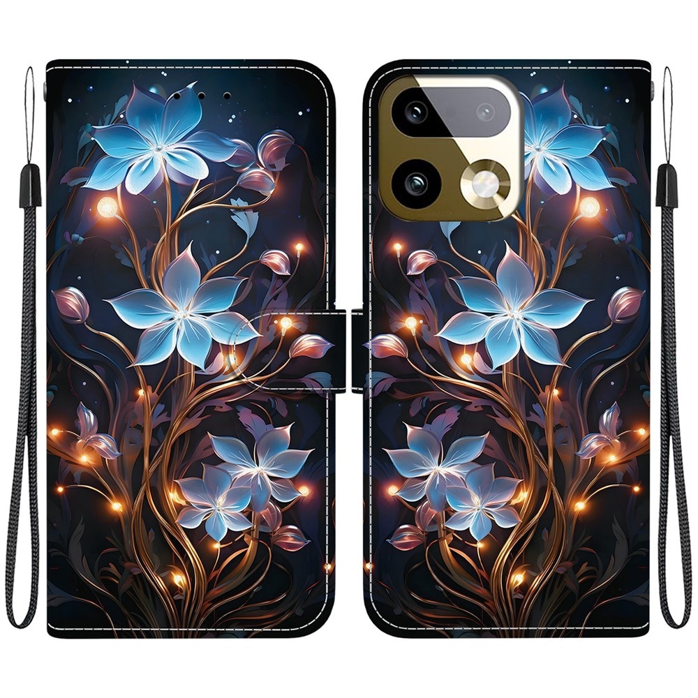 Sokoldalú könyvtáska a Realme 16 Pro+ 5G számára - kék virágok